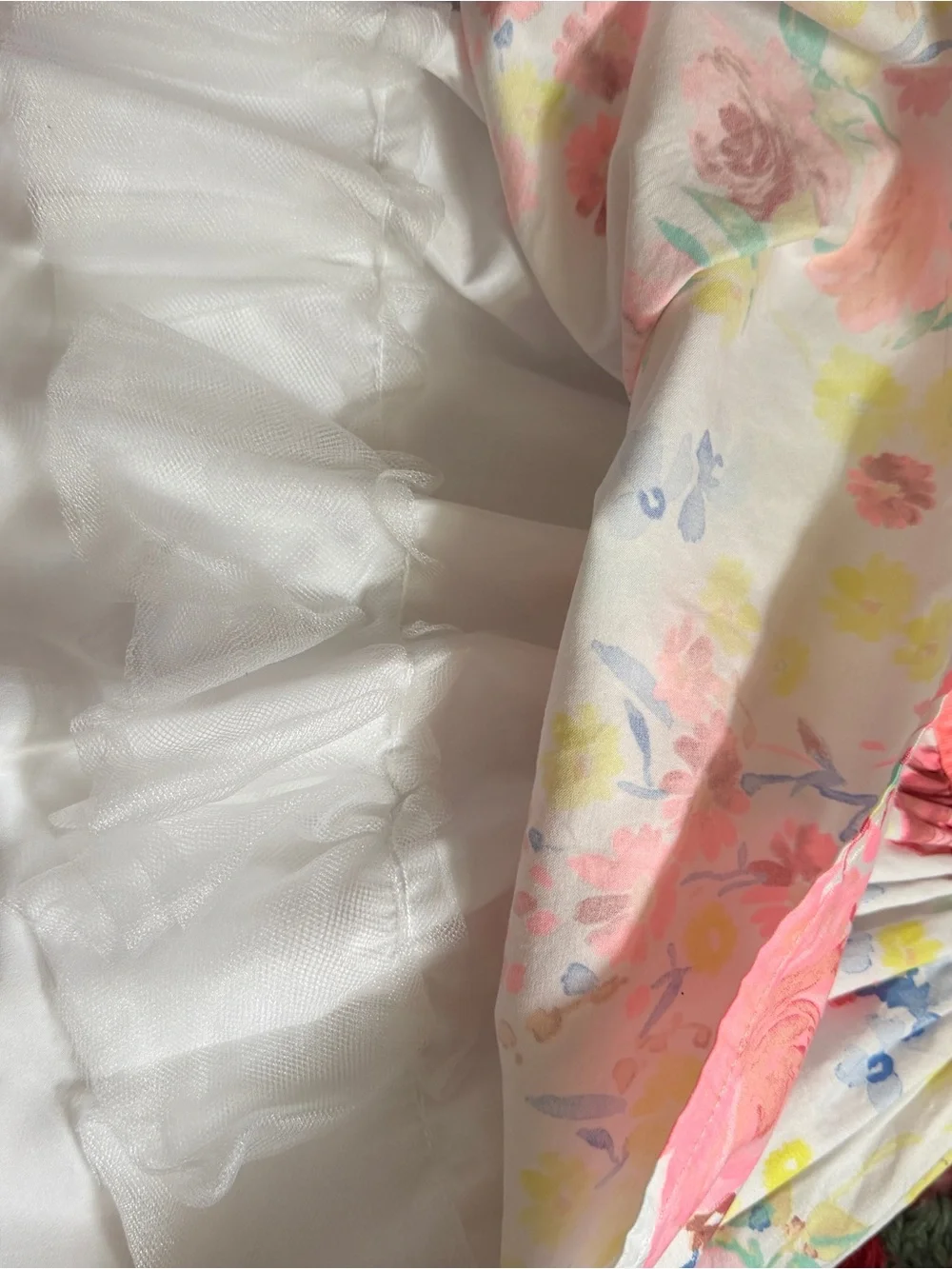 2000s Carter's White Floral Dress with Coral Accents